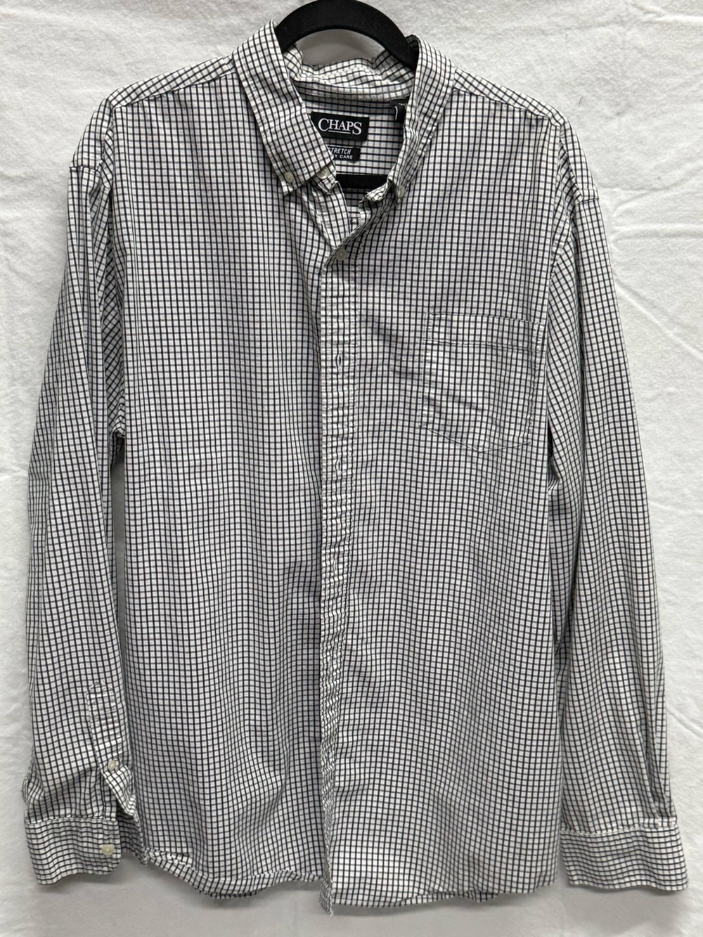 Chaps Men's Black & White Checked Button-Down Shirt